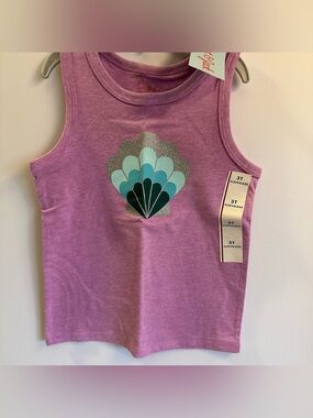 Cat & Jack Purple Seashell Toddler Tank Top Size 3T NEW